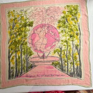 Vera Neumann Silk Scarf Unisphere Souvenir Pink Green Art
